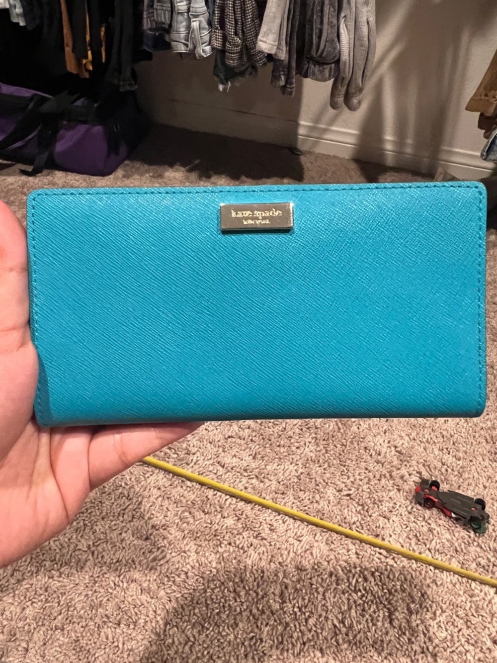 kate spade Teal Saffiano Leather Continental Wallet